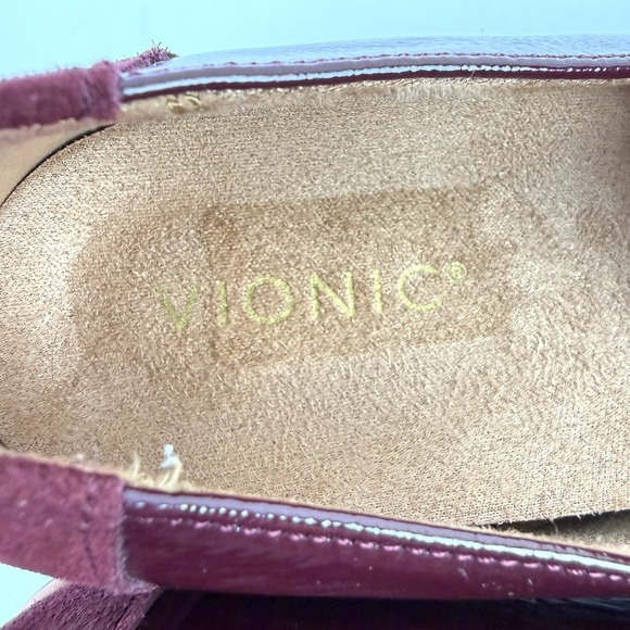 Vionic Kensley Loafer 9.5 Red Burgundy Patent Leather Slip On Platform Shoes - Picture 4 of 9